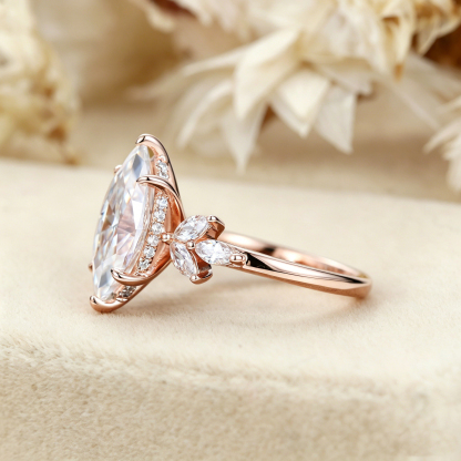  Art Deco 1 Carat Marquise Lab Grown Diamond Engagement Ring In 14K Rose Gold