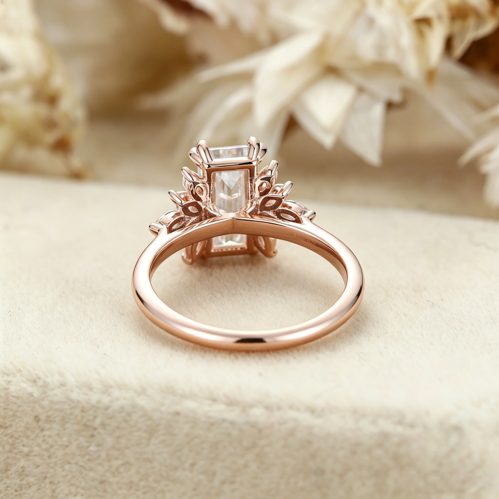 2.5 Carat Emerald Cut Lab Diamond Engagement Ring – Rose Gold Wedding Ring Bridal Anniversary Gift