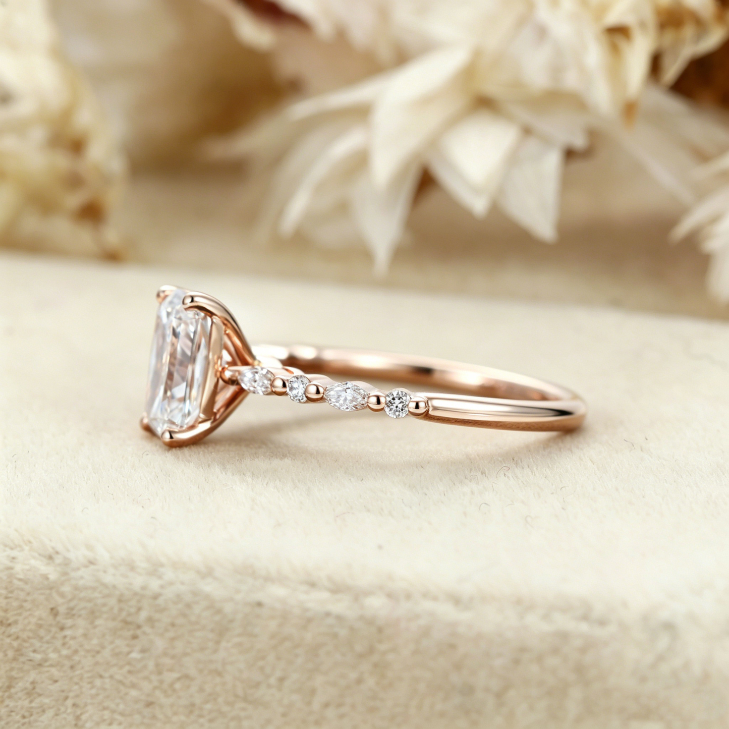 Radiant cut Lab Diamond engagement ring 1.0CT E VVS IGI Certified Rose Gold Lab Diamonds Bridal