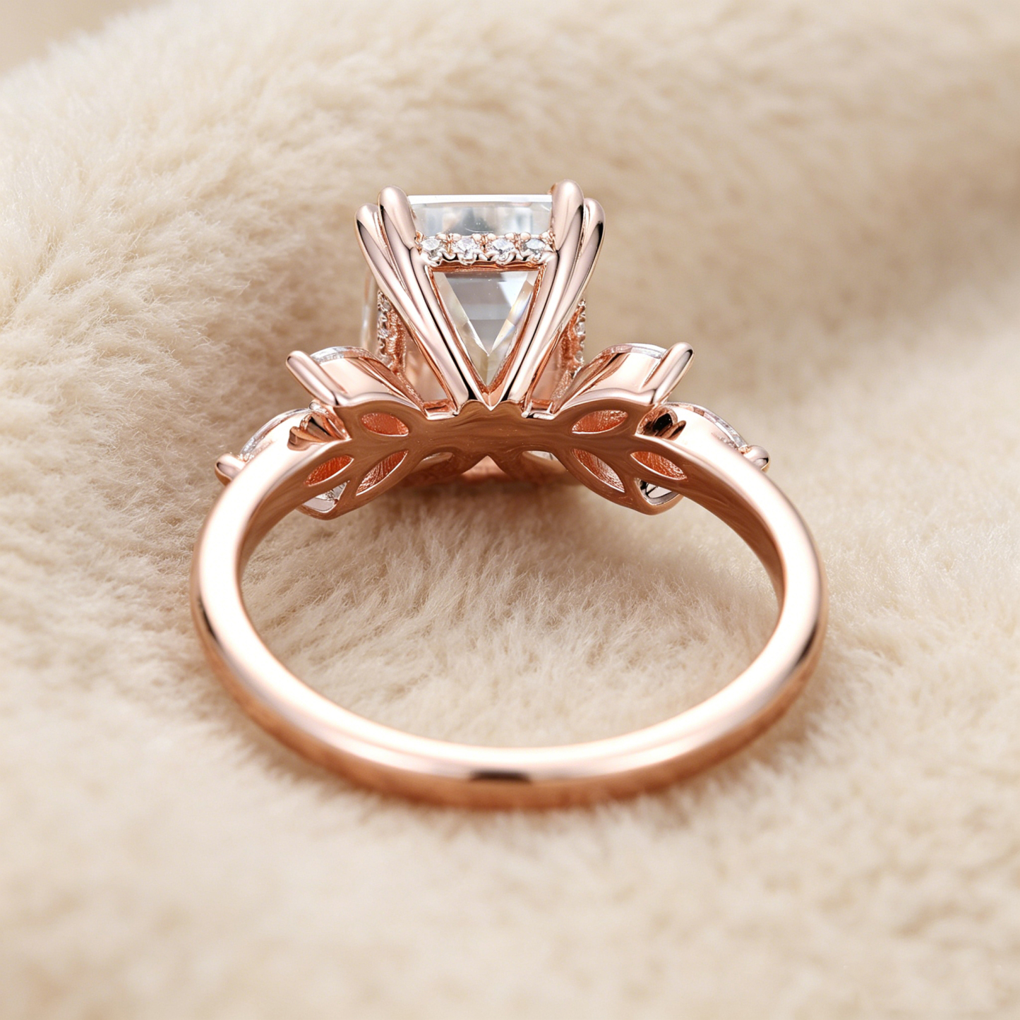 Emerald Cut Lab Grown Diamond Engagement Ring in 14K Rose Gold – Bridal Wedding Promise Gift