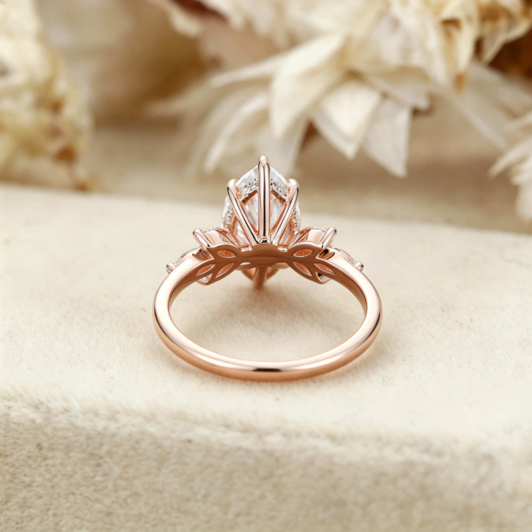  Art Deco 1 Carat Marquise Lab Grown Diamond Engagement Ring In 14K Rose Gold