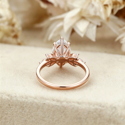 Art Deco 1 Carat Marquise Lab Grown Diamond Engagement Ring In 14K Rose Gold