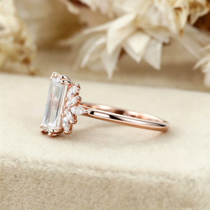 2.5 Carat Emerald Cut Lab Diamond Engagement Ring – Rose Gold Wedding Ring Bridal Anniversary Gift
