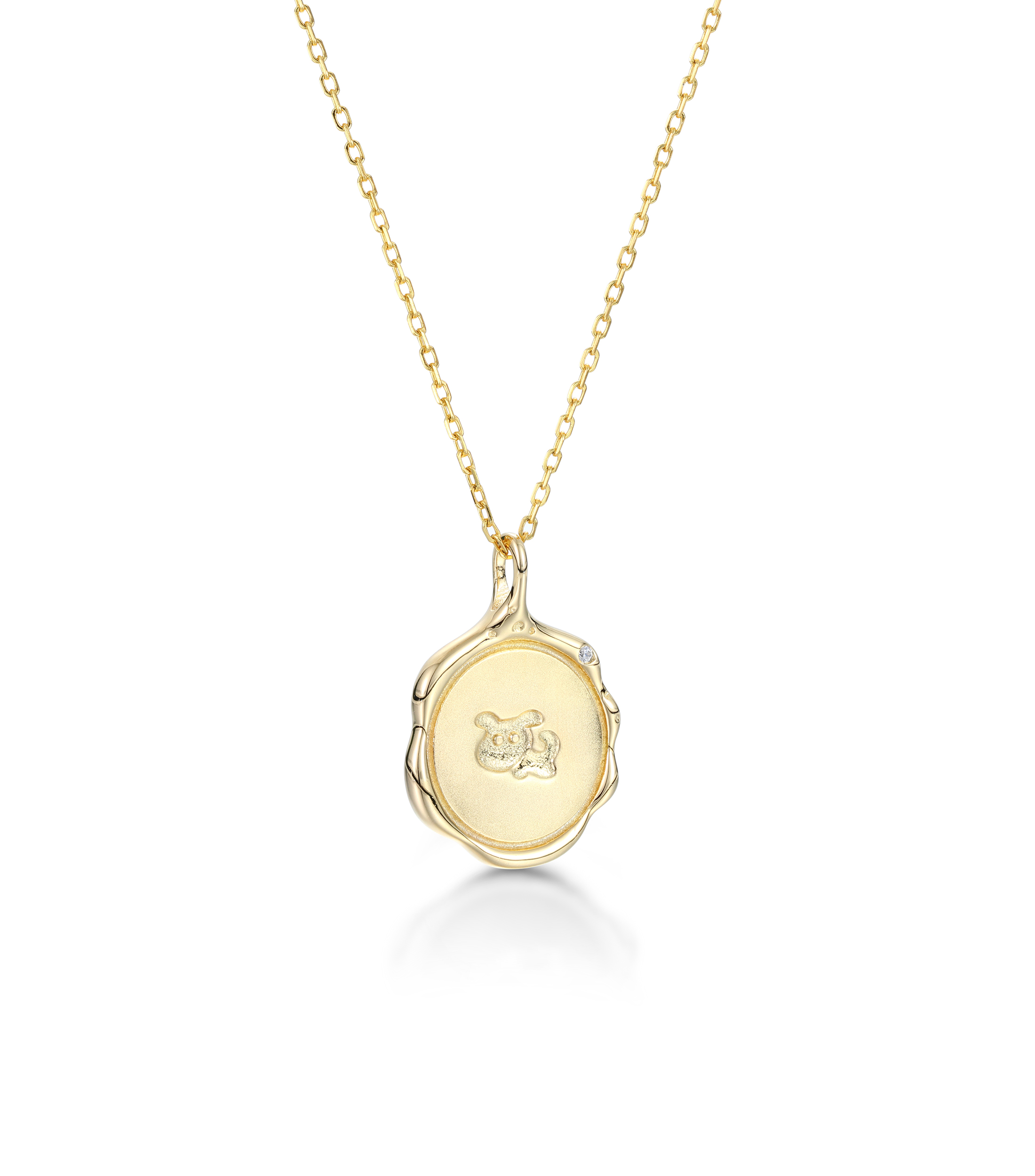 Handmade Customization family member Personalized Pet dog's statues Necklace, name necklace, 925 Sterling Silver with 14K Gold