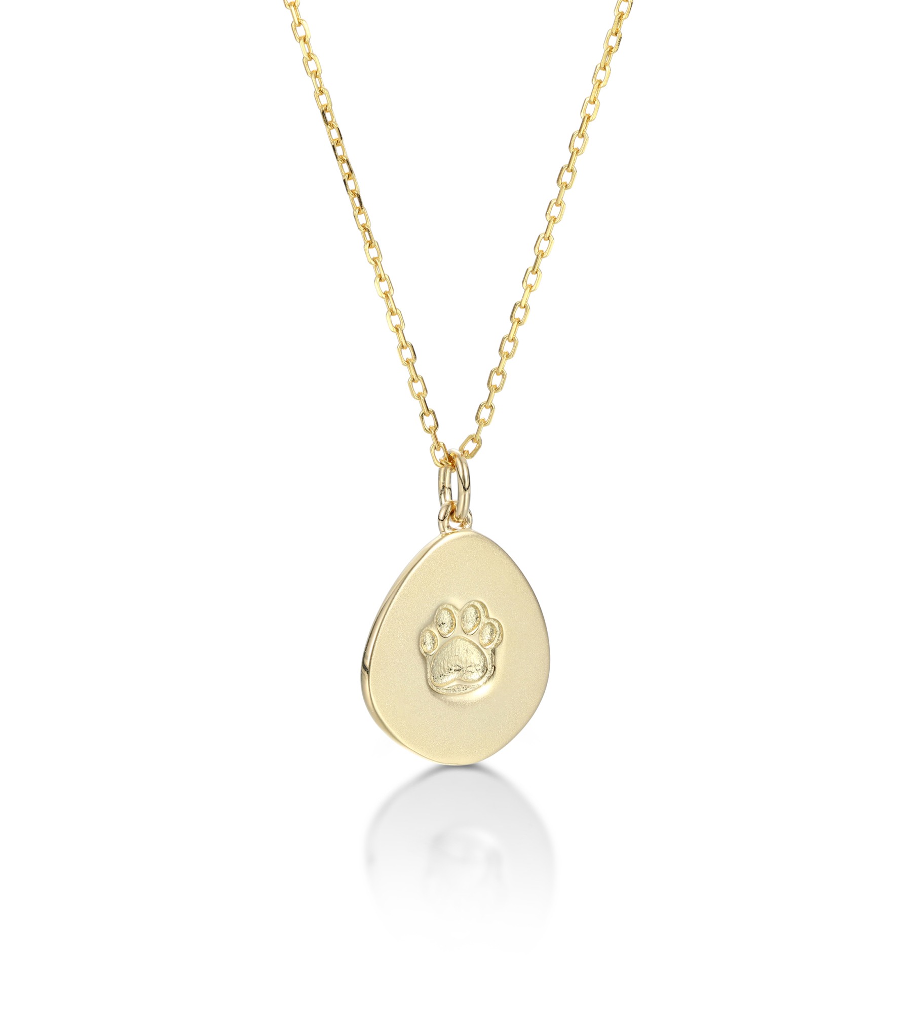 Handmade Customized Family Member Personalized Pet Dog Paw Necklace, Name Necklace, 925 Sterling Silver Set in 14K Gold