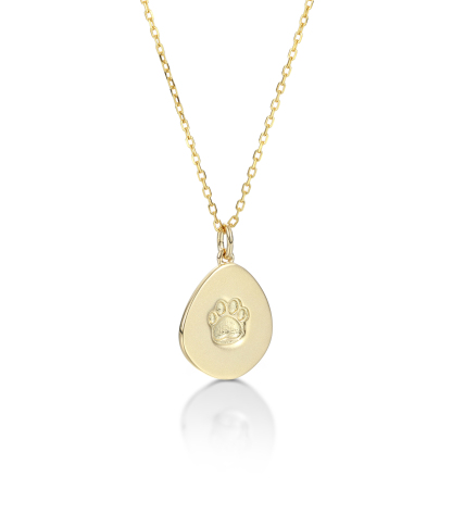 Handmade Customized Family Member Personalized Pet Dog Paw Necklace, Name Necklace, 925 Sterling Silver Set in 14K Gold