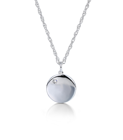 Custom Birthstone Footprints Engraved Round Medallion Pendant Necklace – Gold or Silver Plated – A Delicate Gift for Women, Moms, and Kids