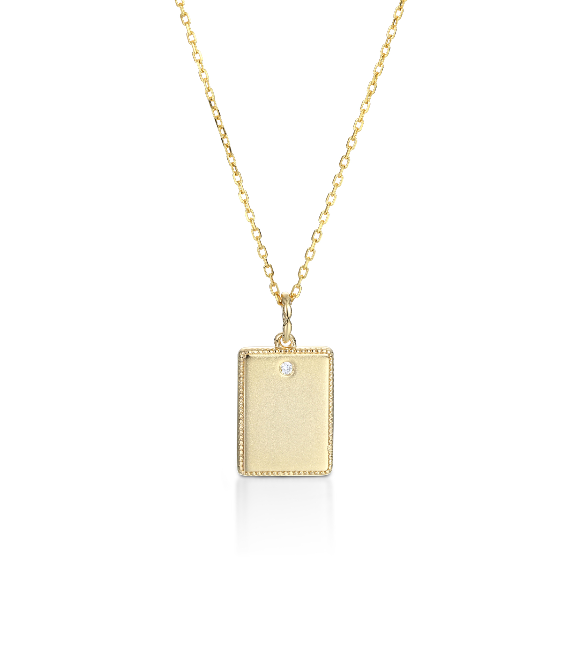 Yellow Gold Baby Footprints Customized Birthstones Engraved Name Square Pendant Necklace