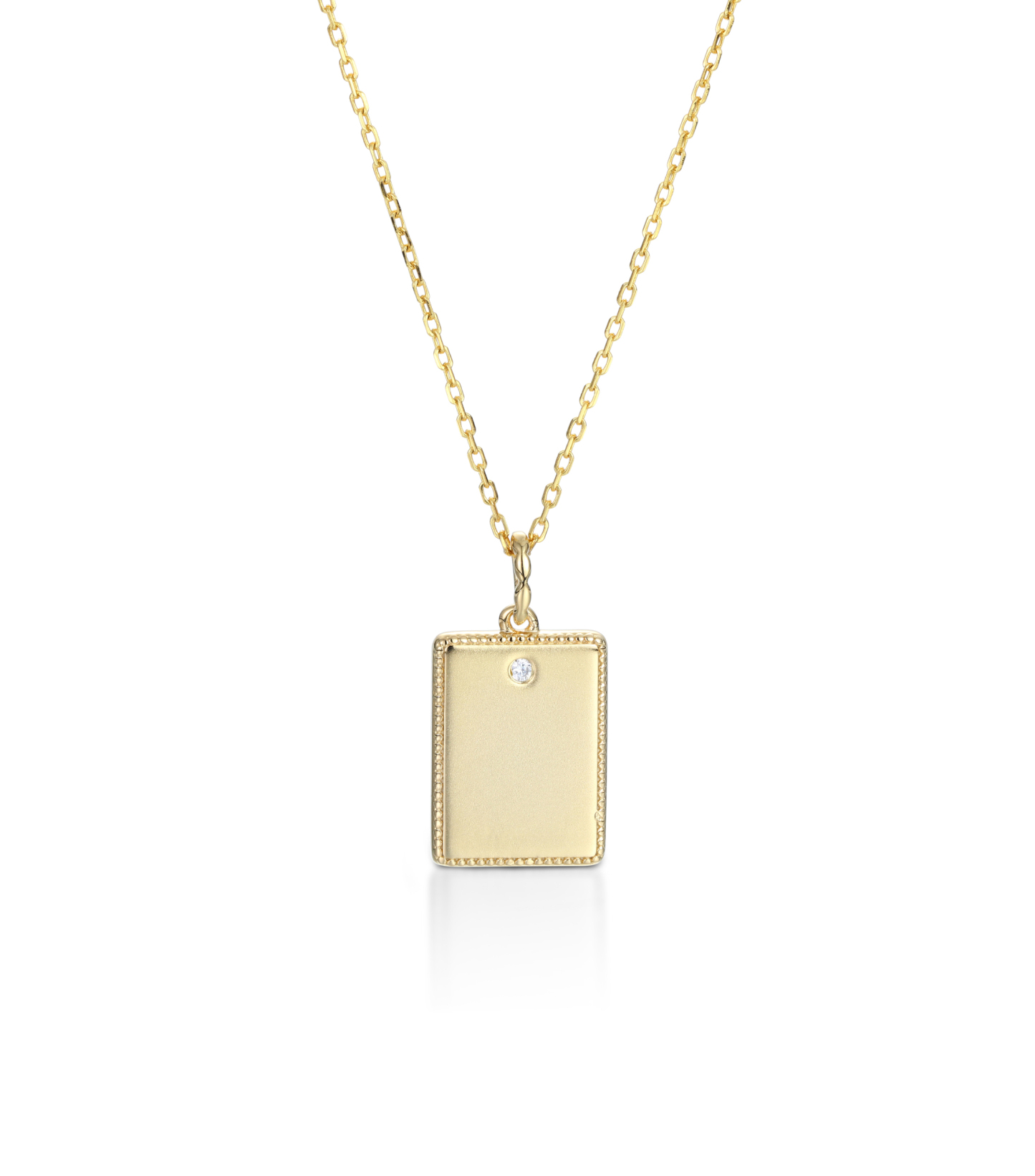 Yellow Gold Baby Footprints Customized Birthstones Engraved Name Square Pendant Necklace