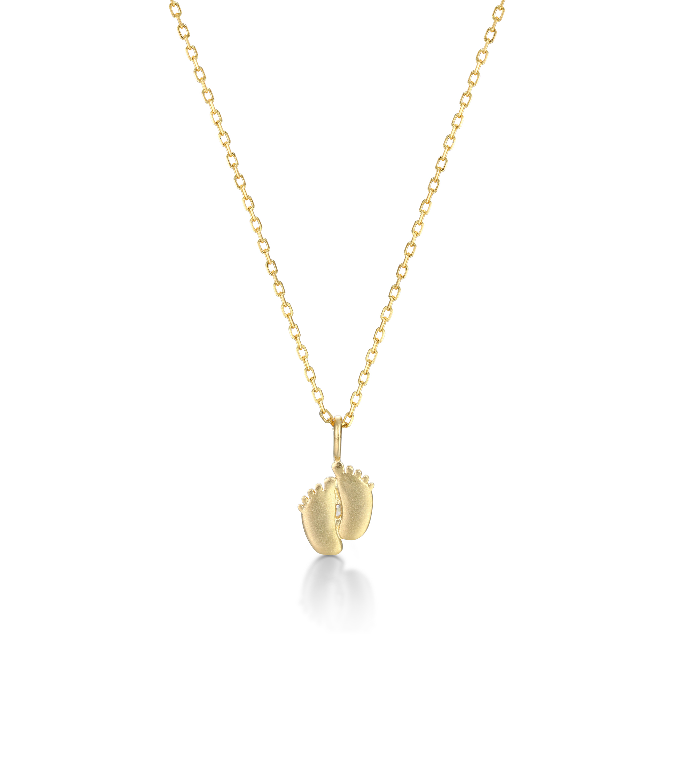Gold-Plated Custom Heart Cut Birthstone Mini Baby Feet Necklace – Personalized Gift for Moms