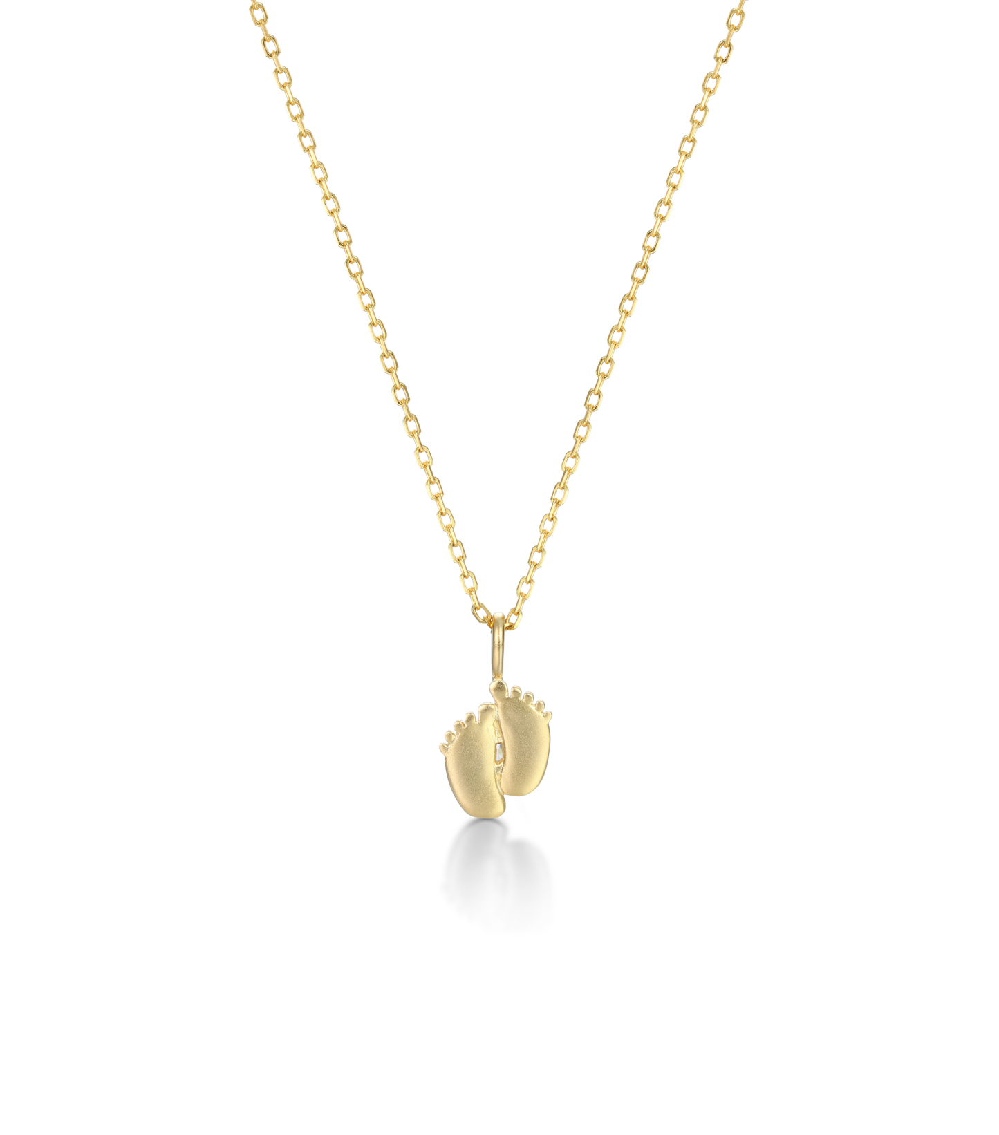Gold-Plated Custom Heart Cut Birthstone Mini Baby Feet Necklace – Personalized Gift for Moms