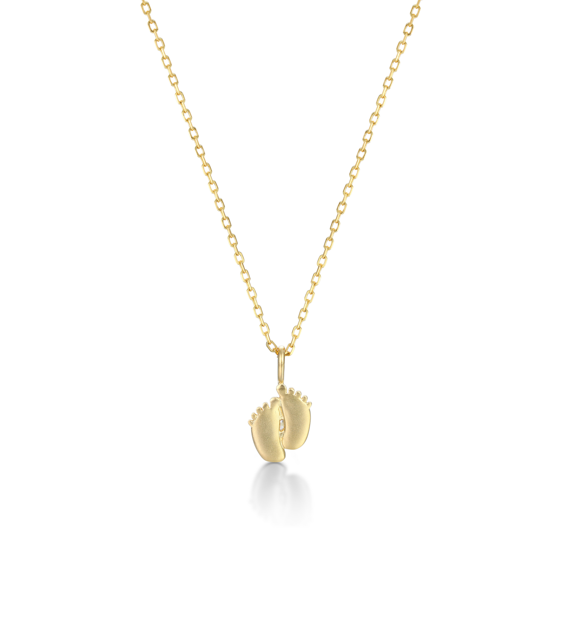 Gold-Plated Custom Heart Cut Birthstone Mini Baby Feet Necklace – Personalized Gift for Moms