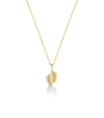 Gold-Plated Custom Heart Cut Birthstone Mini Baby Feet Necklace – Personalized Gift for Moms