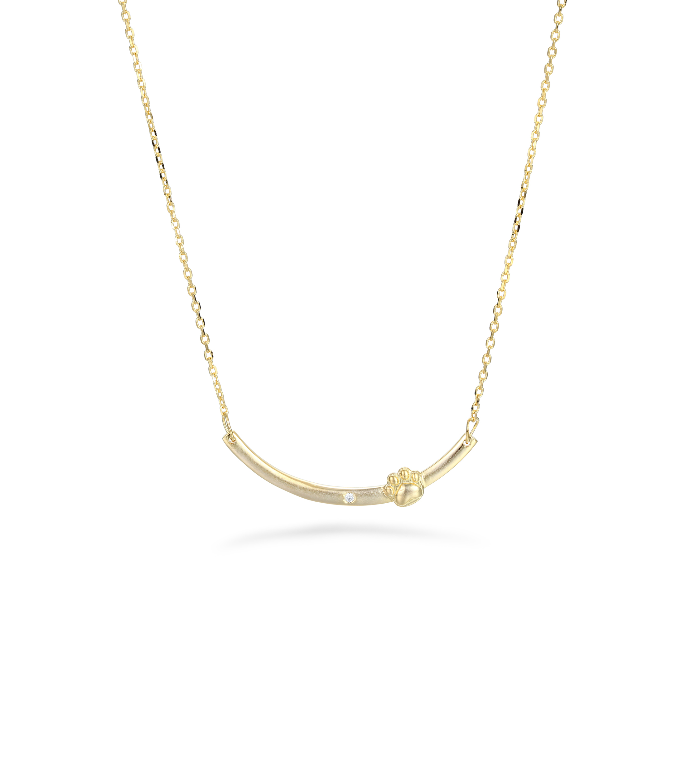 Gold-Plated Pet Paw Element Customizable Birthstone Engraved Name Smile Necklace – Personalized Jewelry for Pet Lovers