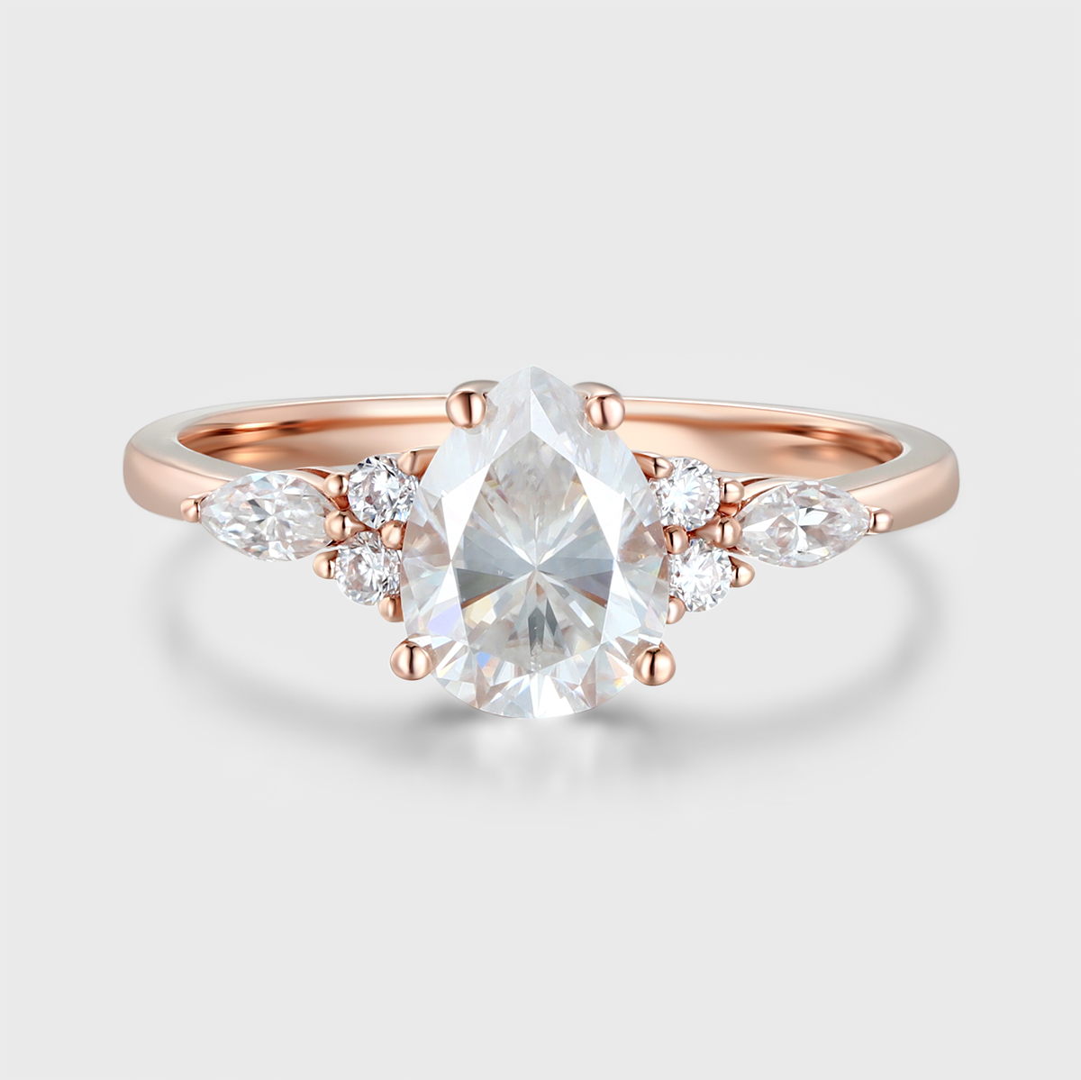 1.5 Carat Pear Shaped Moissanite Engagement Ring – 14K Rose Gold  Ethical Anniversary Gift for Her