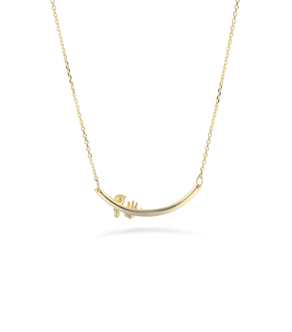 Gold-Plated Baby's Hand and Footprint Elements Customizable Birthstone Engraved Name Smile Necklace – Personalized Keepsake Gift