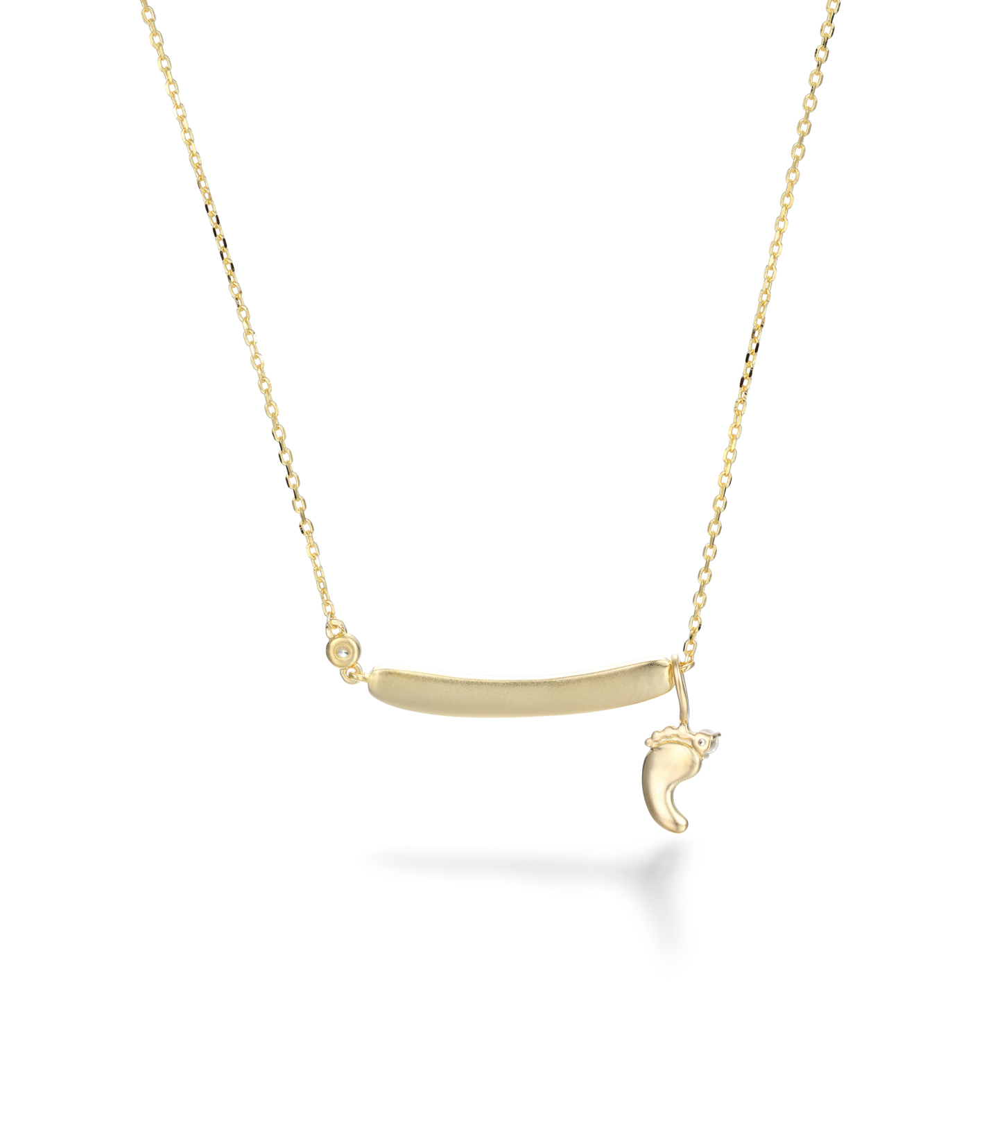Gold-Plated Baby's Footprint Elements Customizable Birthstone Engraved Name Smile Necklace – Personalized Gift for Moms & Families