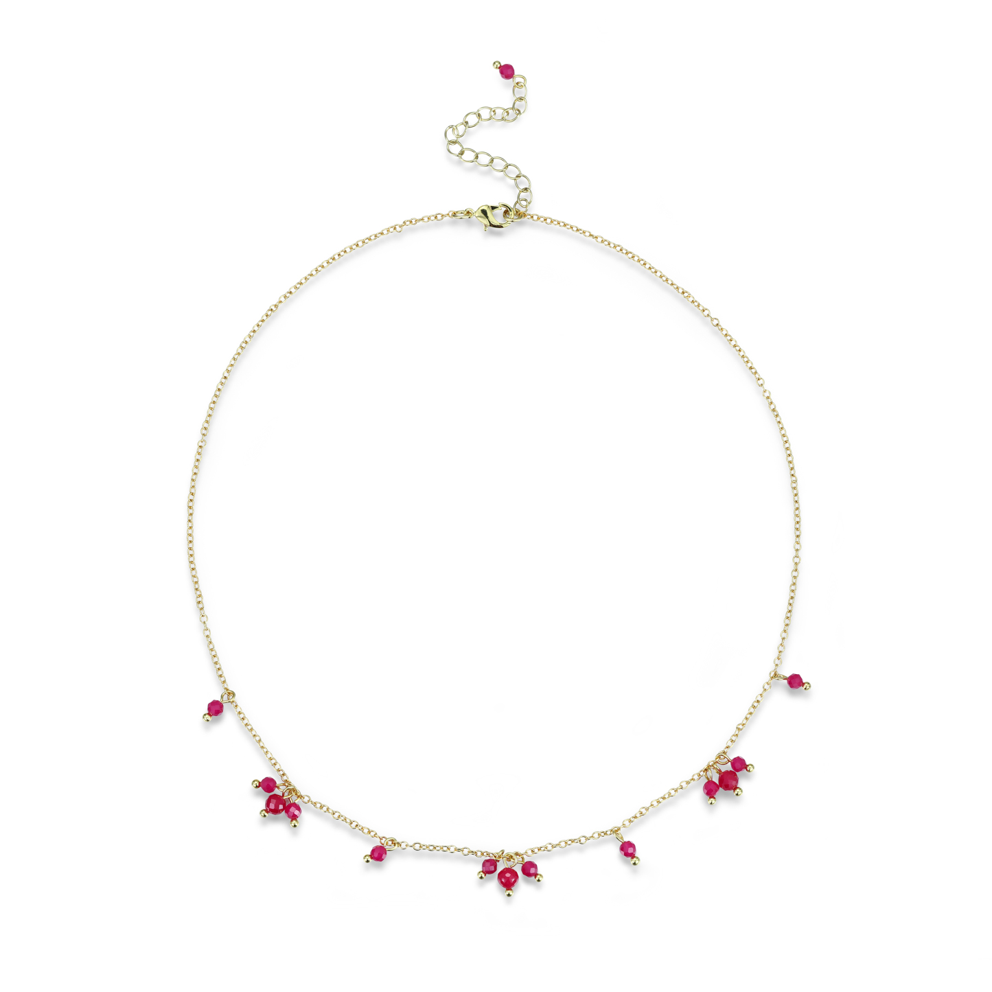 Boho Style Faceted Lab-Grown Ruby Necklace – Gold Plated Red Ruby Jewelry for Women
