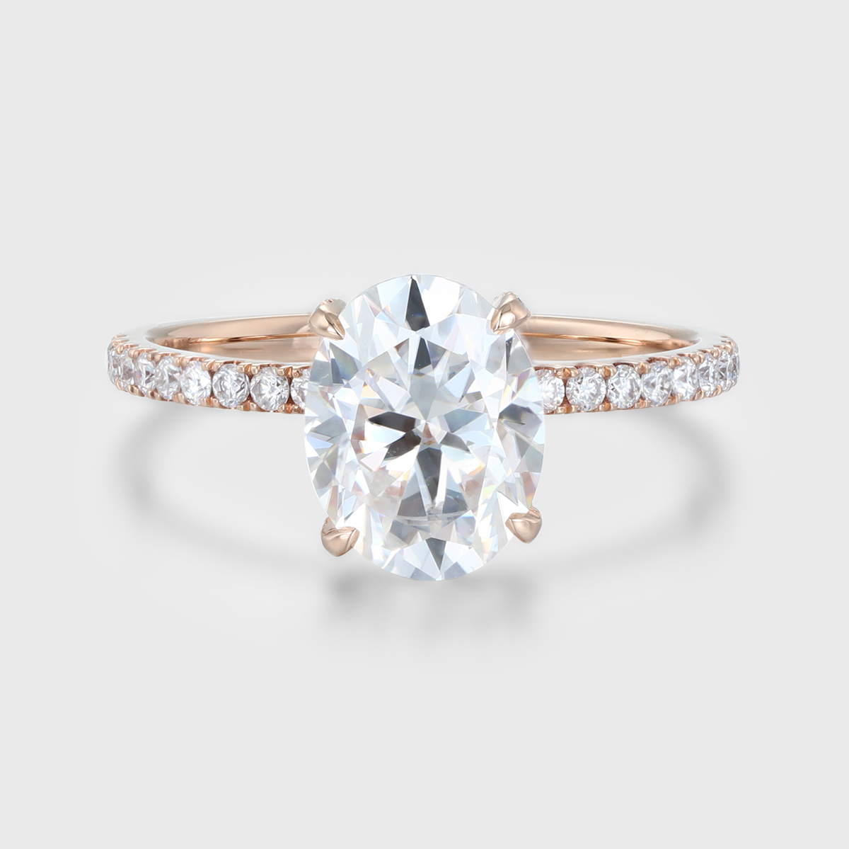 Vintage 2 Carat Oval Cut Moissanite Engagement Ring – 14K Rose Gold, Antique-Inspired Bridal Jewelry for Women