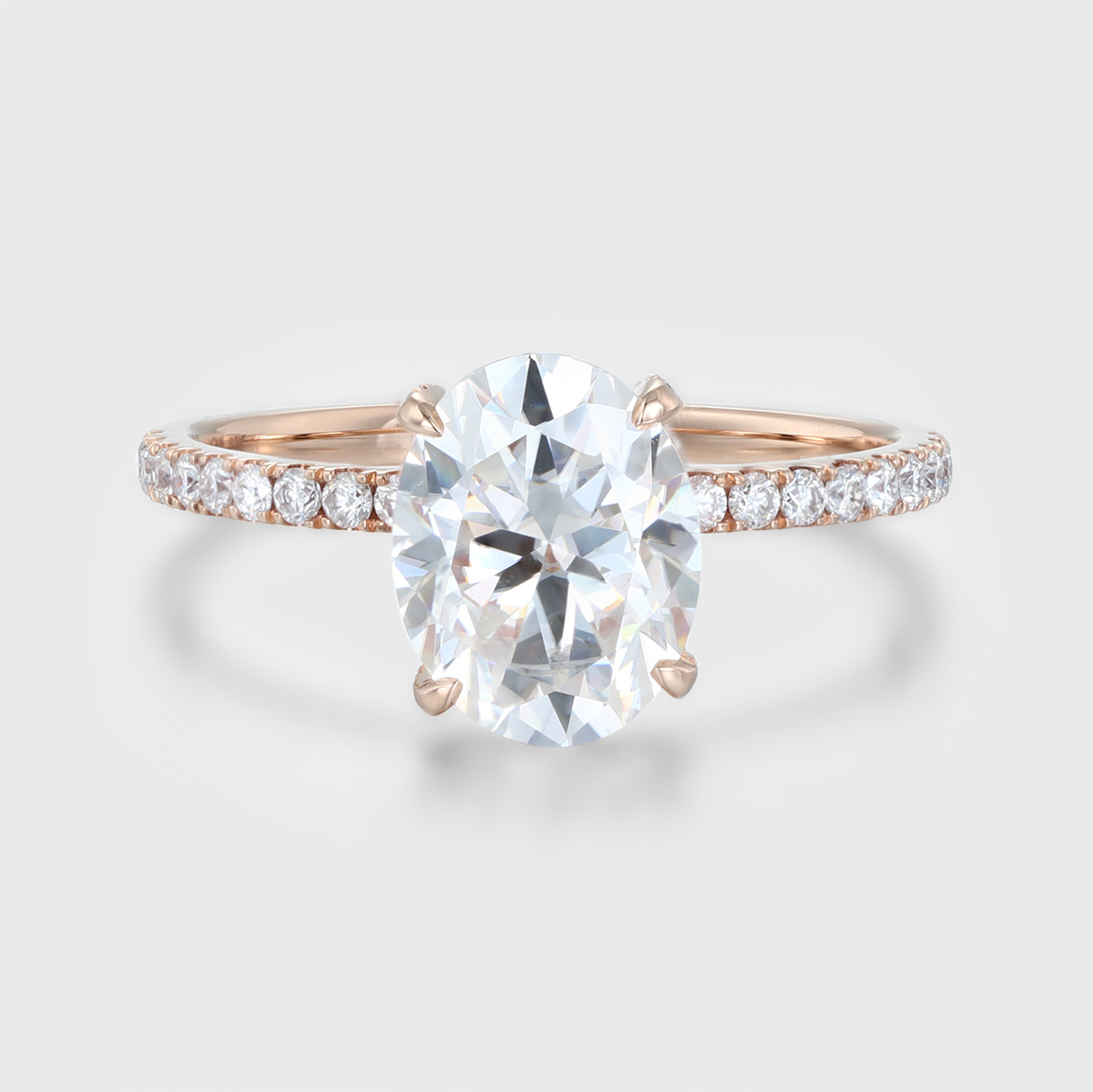 Vintage 2 Carat Oval Cut Moissanite Engagement Ring – 14K Rose Gold, Antique-Inspired Bridal Jewelry for Women