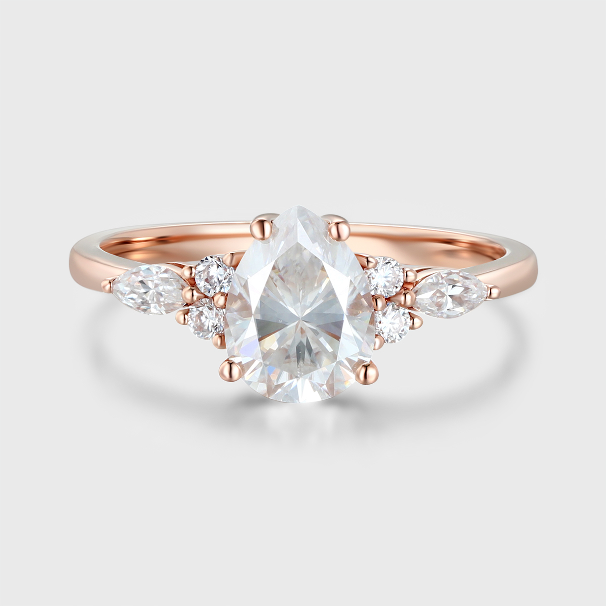 1.5 Carat Pear Shaped Moissanite Engagement Ring – 14K Rose Gold Ethical Anniversary Gift for Her
