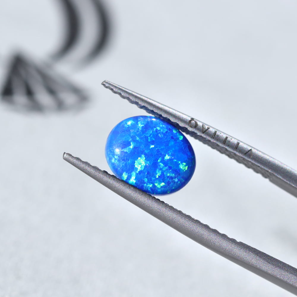 1.5 Carat Oval Cut Lab Grown Blue Opal Loose Stone