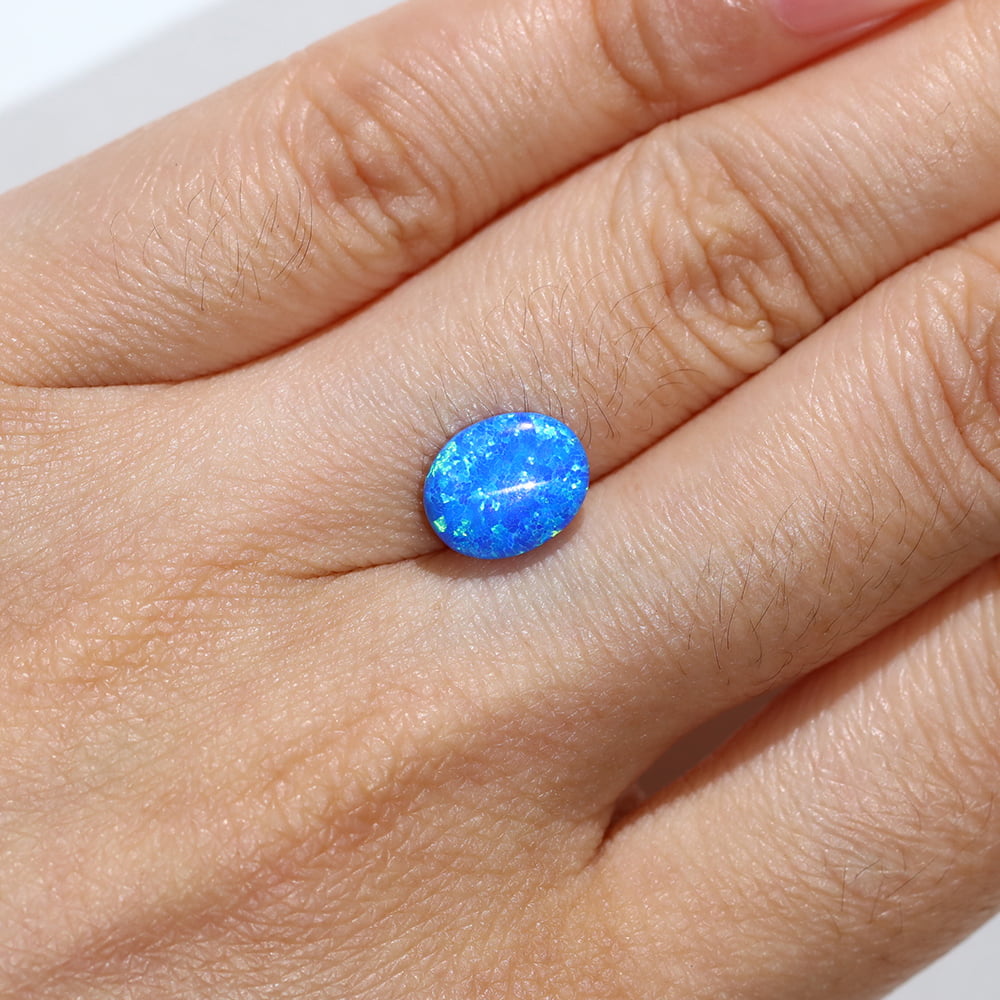 1.5 Carat Oval Cut Lab Grown Blue Opal Loose Stone