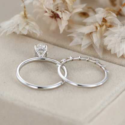 1.5 Ct Oval Cut Moissanite Wedding Ring Set Moissanite Engagement Ring Set Vintage Bridal Art Deco Matching Bands Ring14k18k Gold Ring