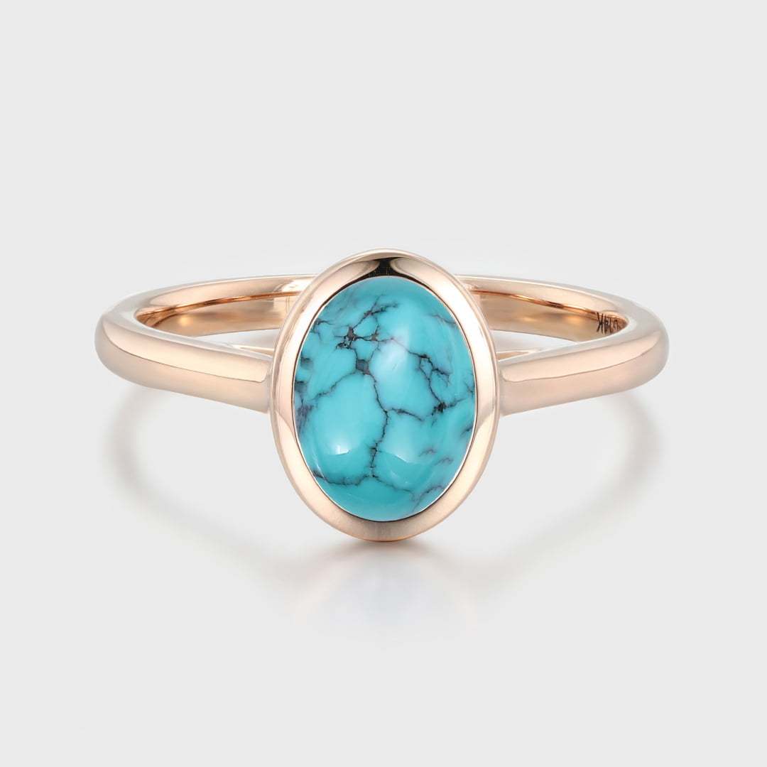 1.50 CT Oval Cut Turquoise Engagement Ring Bezel Set Engagement Ring Solitaire Wedding Ring Promise Ring Daily Wear Ring Ring For Women
