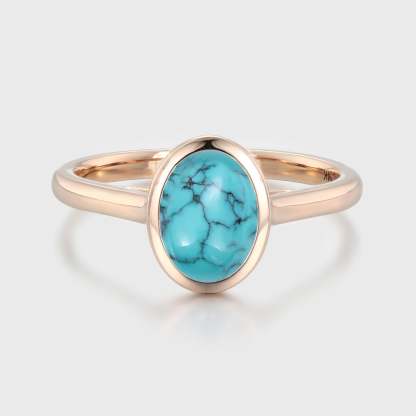 1.50 CT Oval Cut Turquoise Engagement Ring Bezel Set Engagement Ring Solitaire Wedding Ring Promise Ring Daily Wear Ring Ring For Women