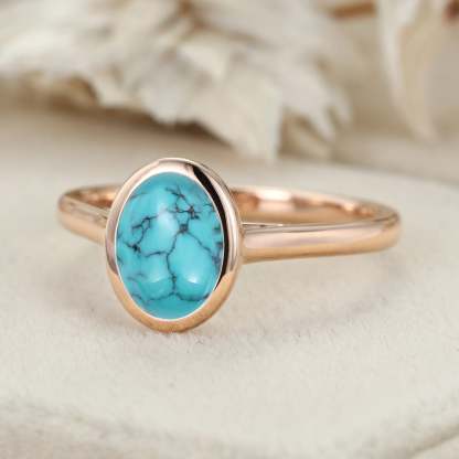 1.50 CT Oval Cut Turquoise Engagement Ring Bezel Set Engagement Ring Solitaire Wedding Ring Promise Ring Daily Wear Ring Ring For Women