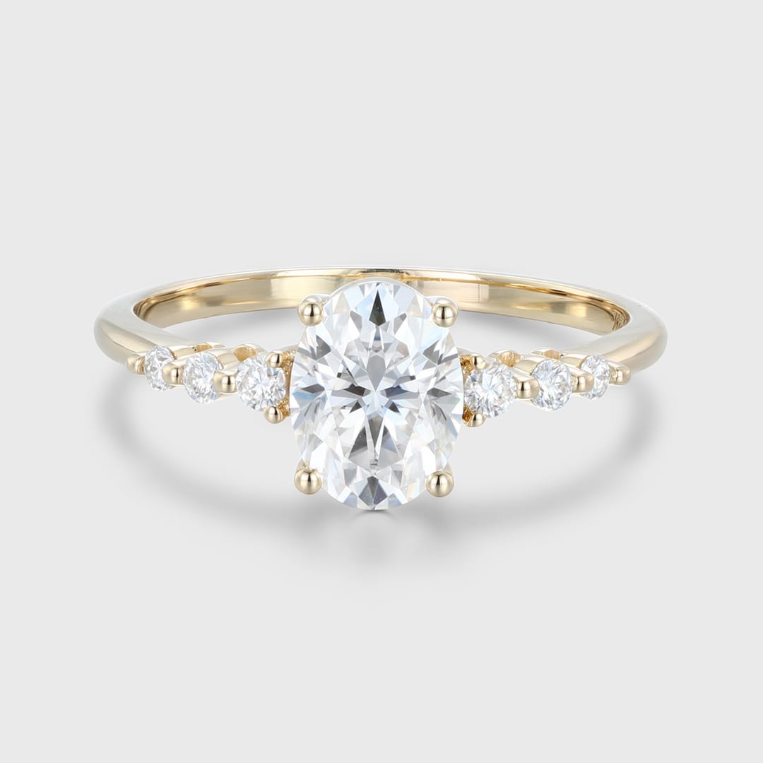 1.5CT Oval Moissanite Engagement Ring Women 14K Solid Gold Diamond Ring Vintage Half Eternity Wedding Ring Bridal Promise Anniversary Gift