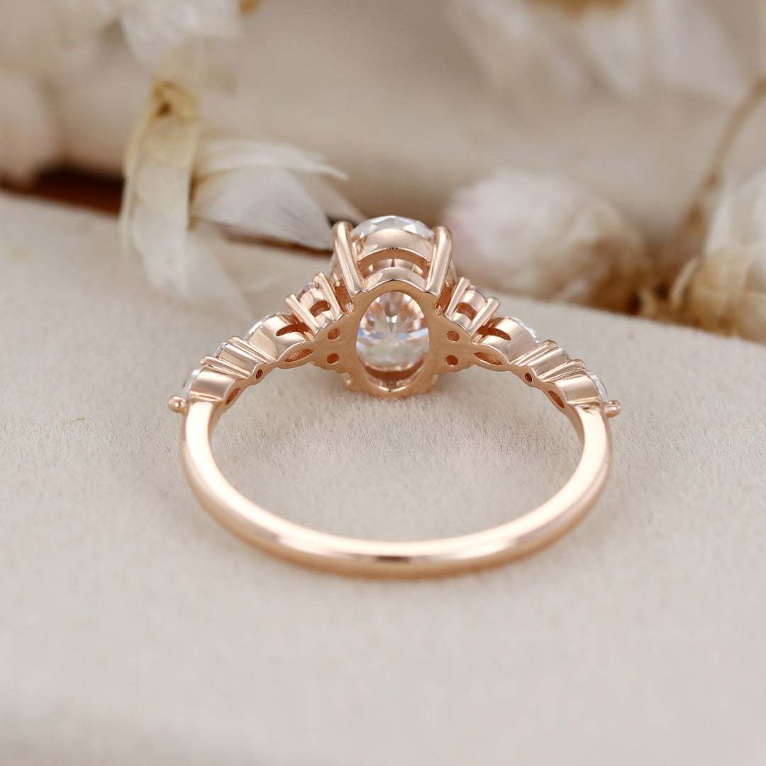 Rose Gold 1.5 Carat Oval Moissanite Engagement Ring for Women