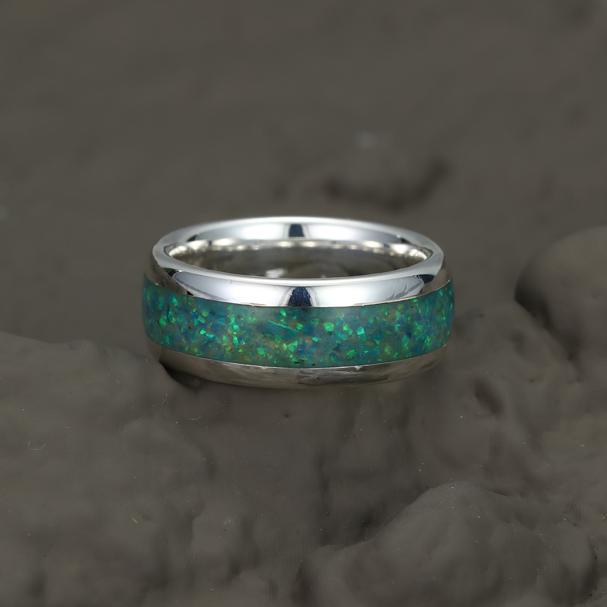 Peacock Blue Opal Sterling Silver Wedding Ring Band 6 mm Black Gold Ring Ring Gift For Her Thin Band Dainty Her Opal Blue Peacock