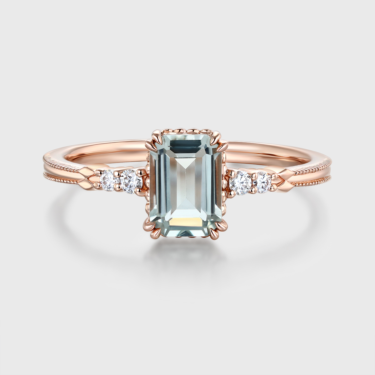 5x7mm Emerald cut Montana sapphire engagement Ring 14K Solid gold ring