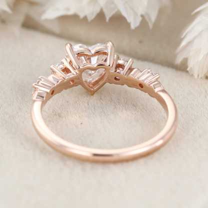 1 CT Heart Moissanite Engagement Ring Vintage 14k Rose Gold Moissanite Engagement Ring Delicate Wedding Bridal Ring Gift