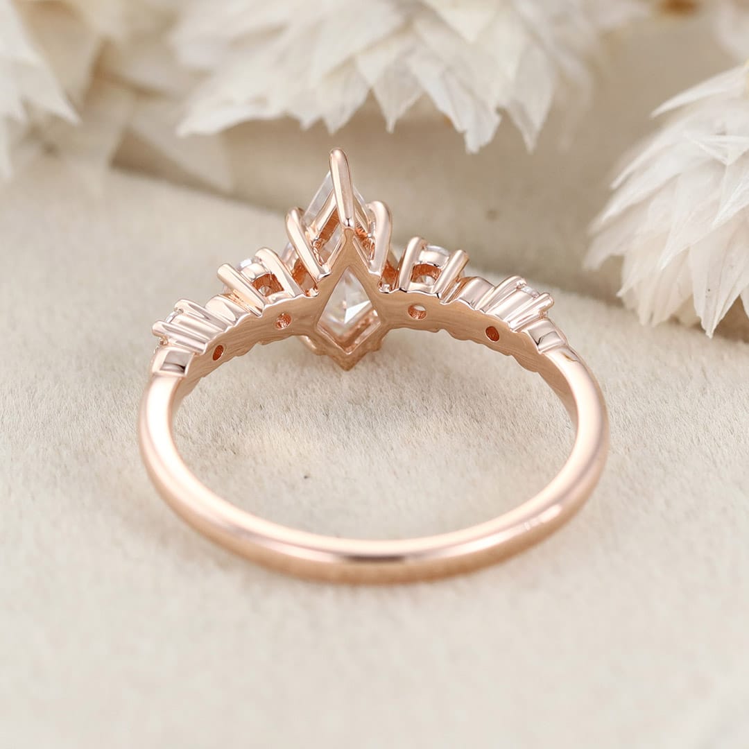1 CT Kite Cut Moissanite Engagement Ring Vintage Rose gold Diamond Engagement Ring Promise Ring Wedding Ring Gifts For Her