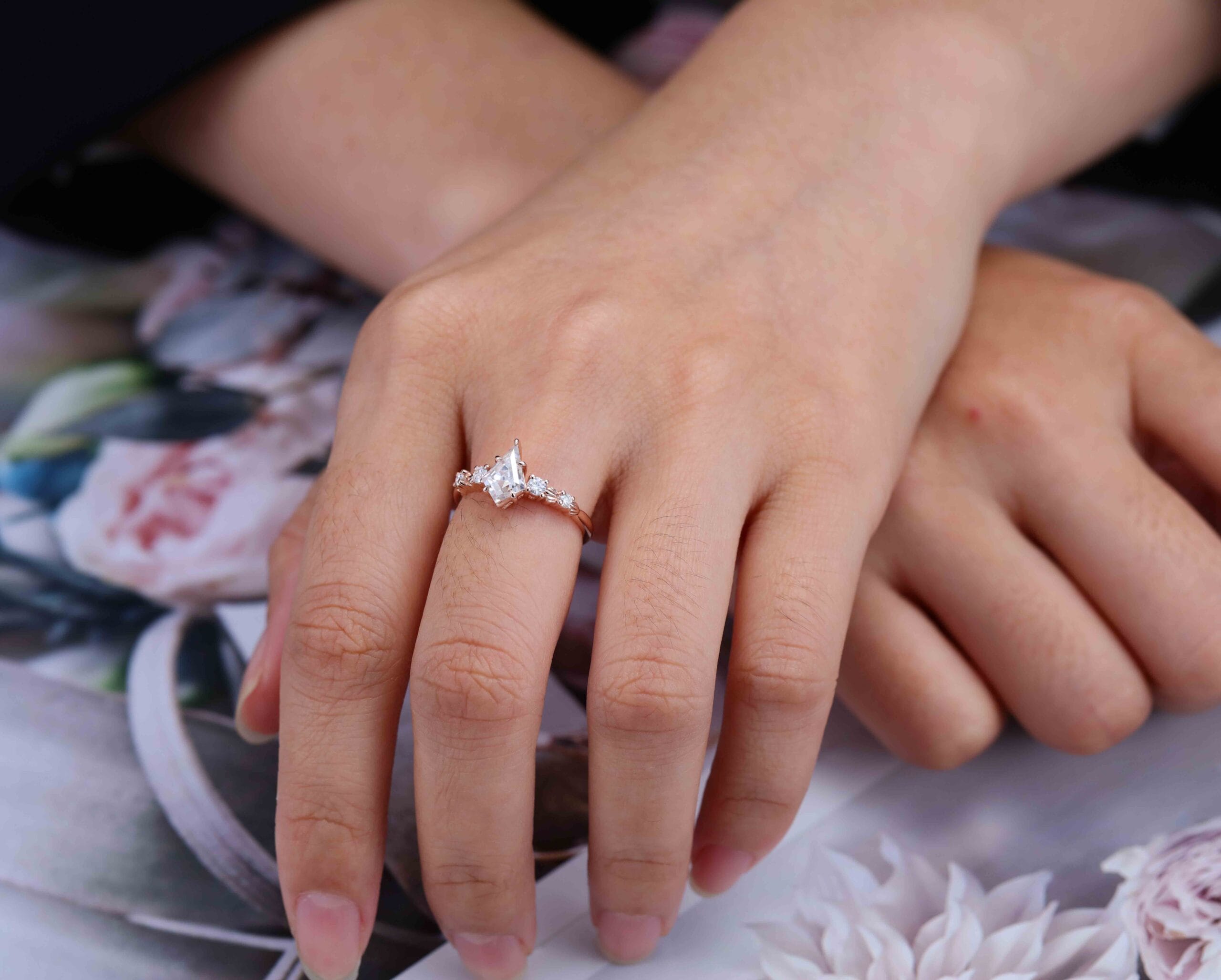 1 CT Kite Cut Moissanite Engagement Ring Vintage Rose gold Diamond Engagement Ring Promise Ring Wedding Ring Gifts For Her