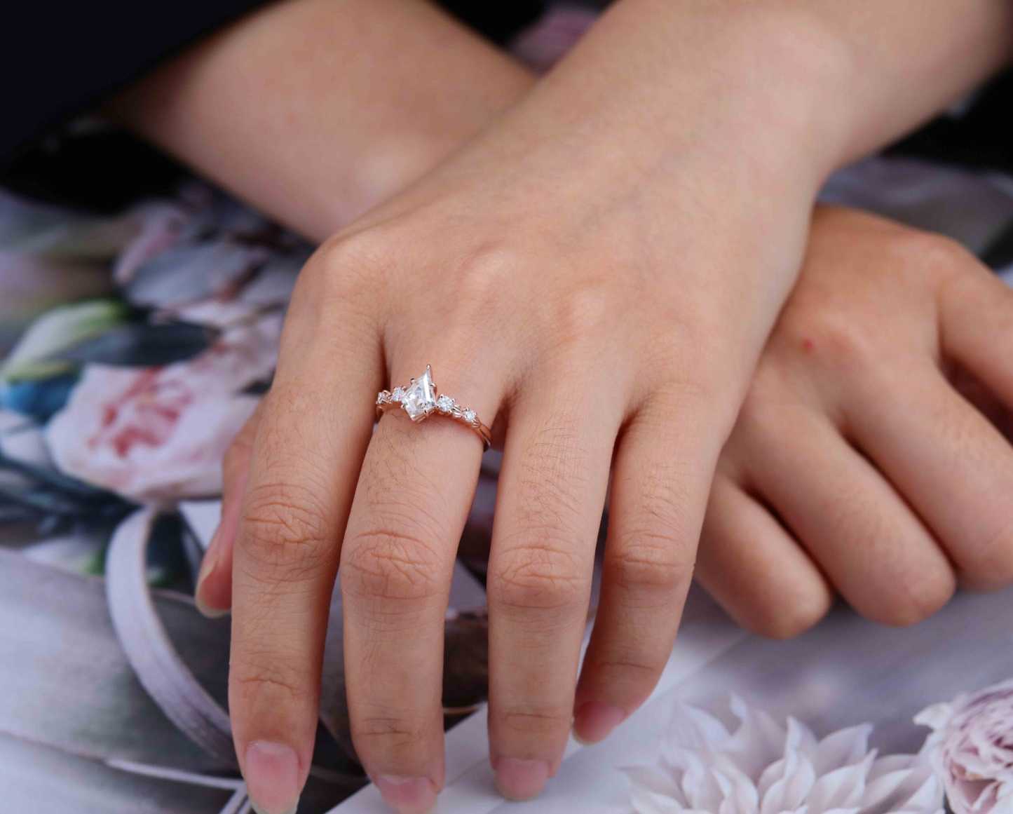 1 CT Kite Cut Moissanite Engagement Ring Vintage Rose gold Diamond Engagement Ring Promise Ring Wedding Ring Gifts For Her