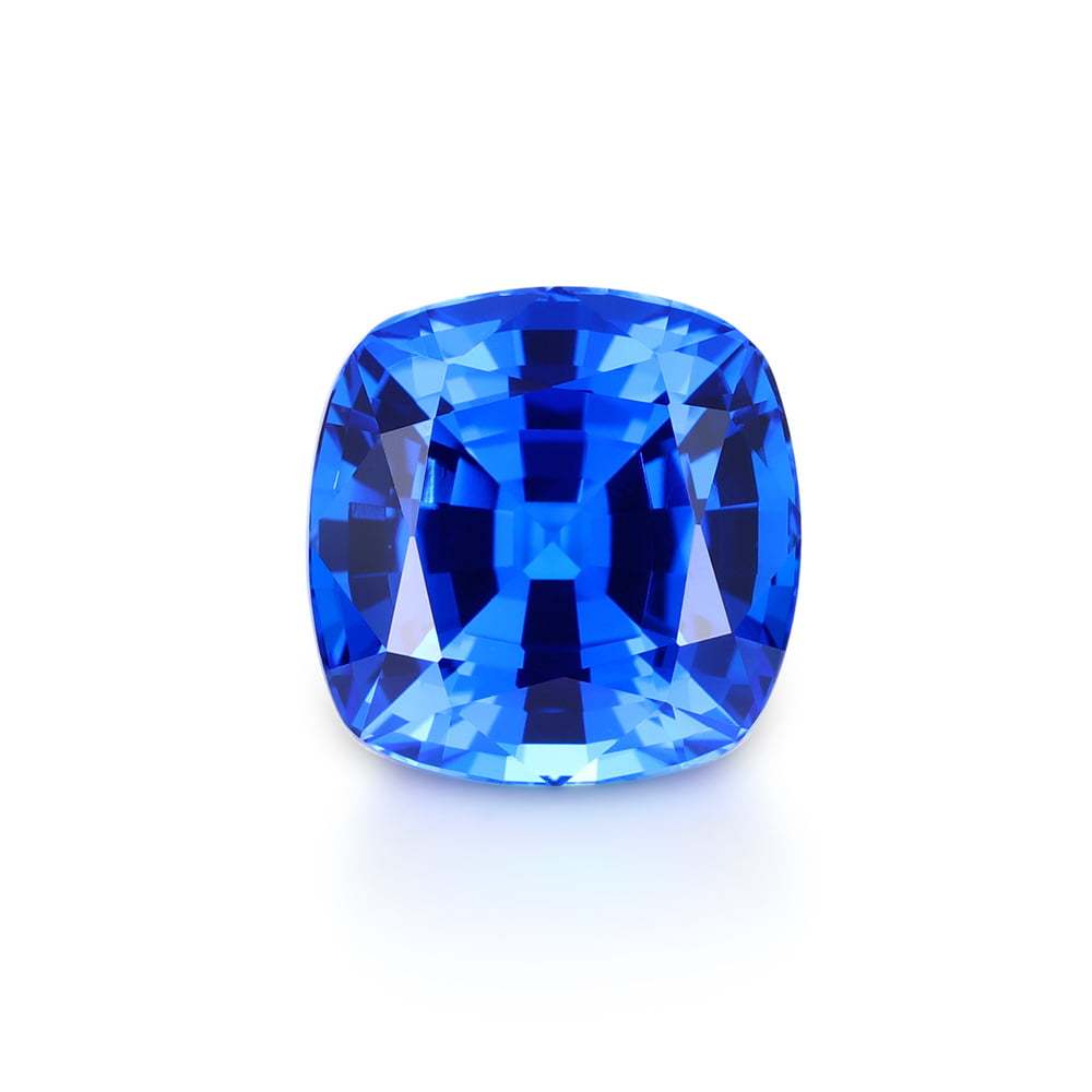 15 Carat Cushion Cut Lab Grown Vivid Blue Sapphire Loose Stone