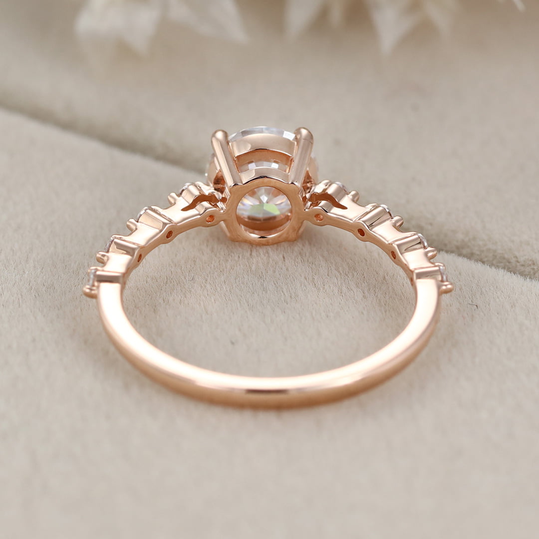 1 Carat Round Cut Moissanite Engagement Ring in 14K Rose Gold