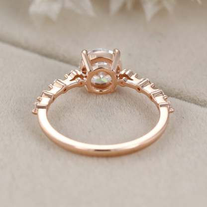 1 Carat Round Cut Moissanite Engagement Ring in 14K Rose Gold