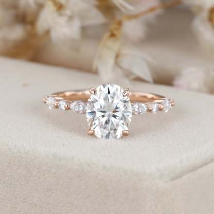 2 Carat Oval Solitaire bridal Moissanite Engagement Ring In 10k Rose Gold