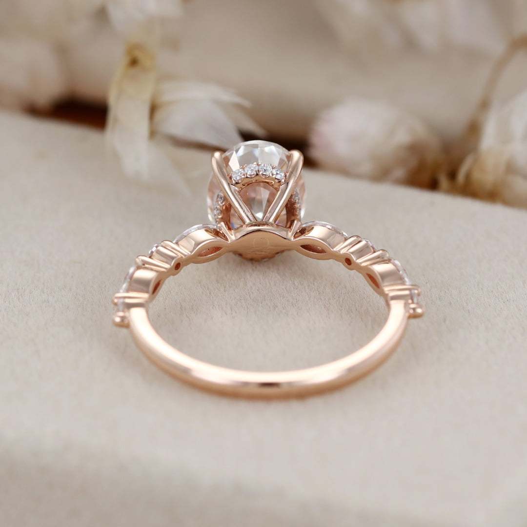  2 Carat Oval Solitaire bridal Moissanite Engagement Ring In 10k Rose Gold