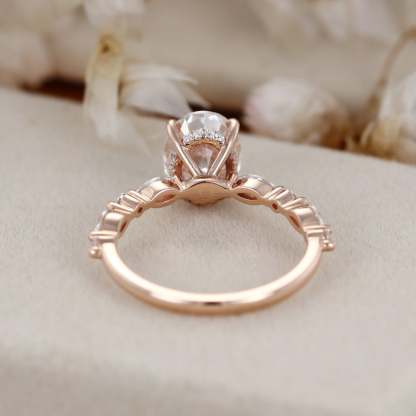  2 Carat Oval Solitaire bridal Moissanite Engagement Ring In 10k Rose Gold