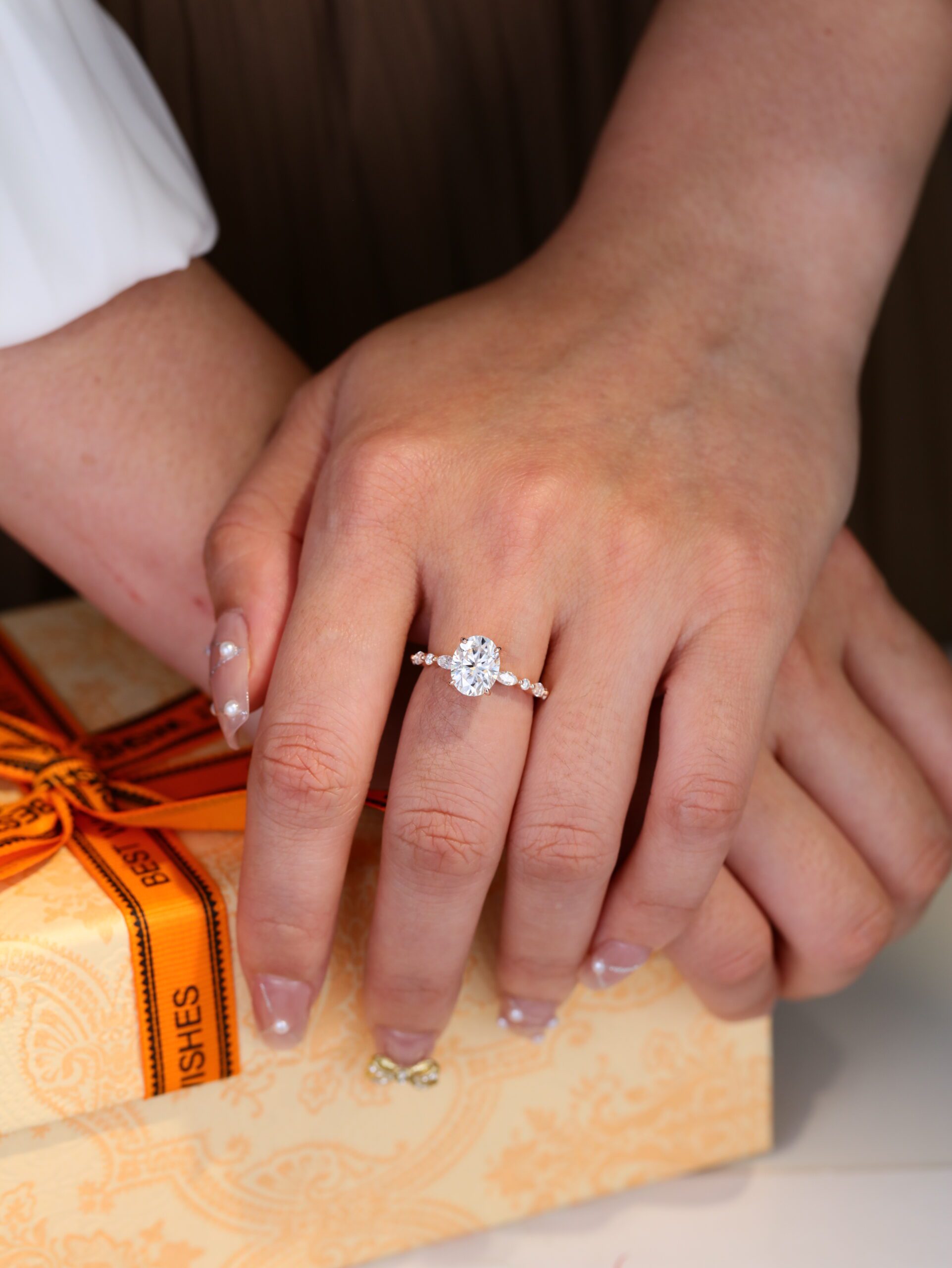  2 Carat Oval Solitaire bridal Moissanite Engagement Ring In 10k Rose Gold