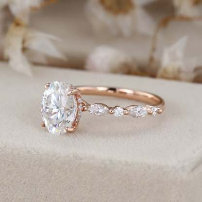  2 Carat Oval Solitaire bridal Moissanite Engagement Ring In 10k Rose Gold