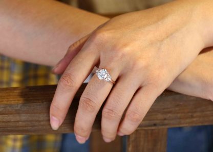2.0ct Oval Moissanite engagement ring Vintage Rose gold Cluster engagement ring Art Deco marquise engagement ring Bridal Promise Anniversary