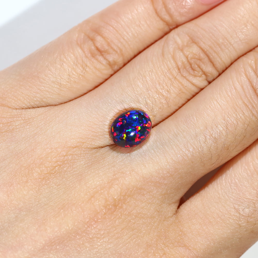 2.2 Carat Oval Cut Lab Grown Black Opal Loose Stone