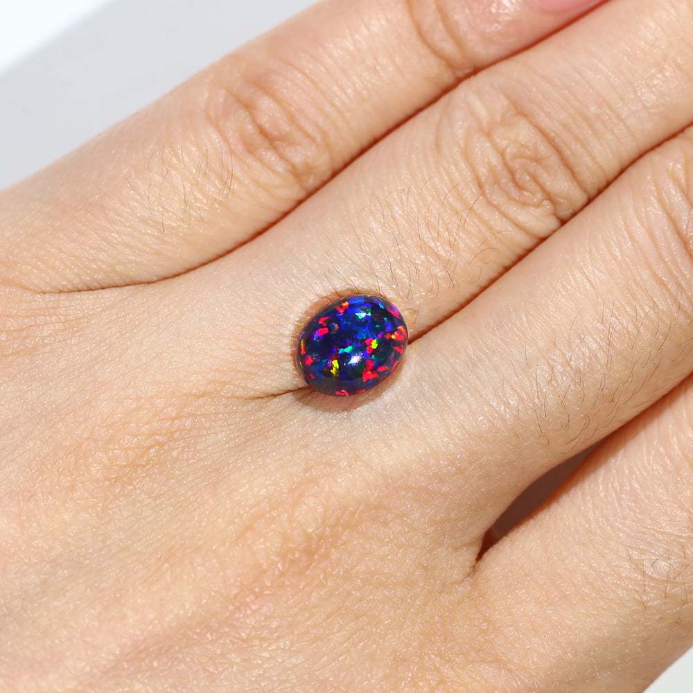 2.2 Carat Oval Cut Lab Grown Black Opal Loose Stone